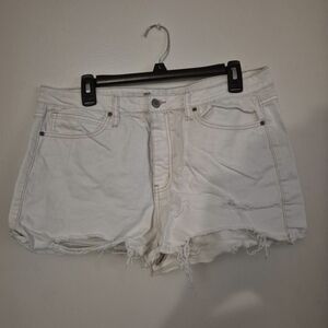 RSQ Women's Off-White Distressed Jean Shorts